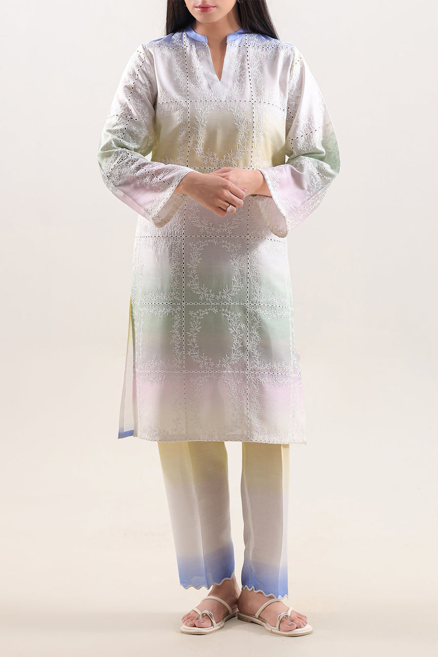 Printed Embroidered Arabic Lawn Stitched 2 Piece (Shirt/Trouser) - Pehnaawaa