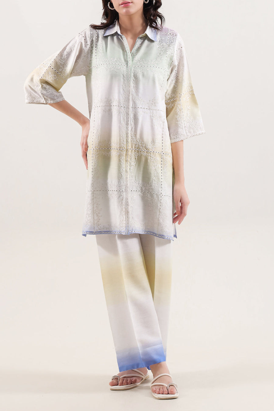 Printed Embroidered Arabic Lawn Stitched 2 Piece (Shirt/Trouser) - Pehnaawaa