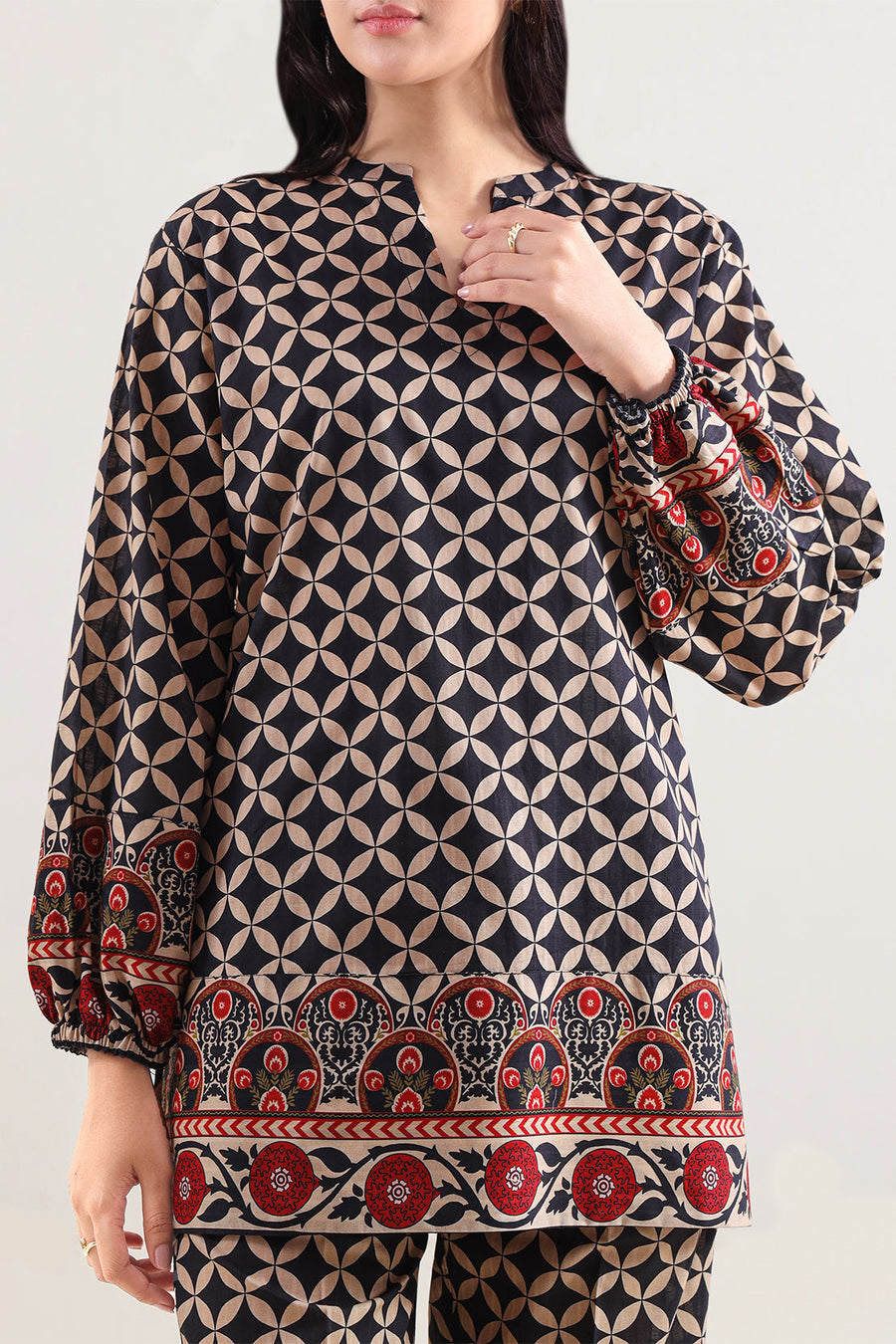 Printed Self Strip Lawn Stitched 2 Piece (Shirt/Trouser)
