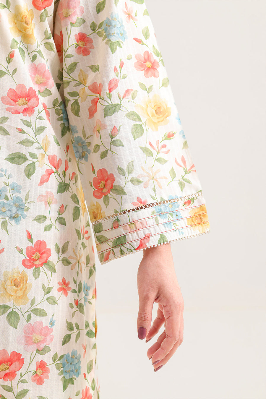 Printed Embroidered Self Strip Lawn Stitched 2 Piece (Shirt/Trouser) - Pehnaawaa