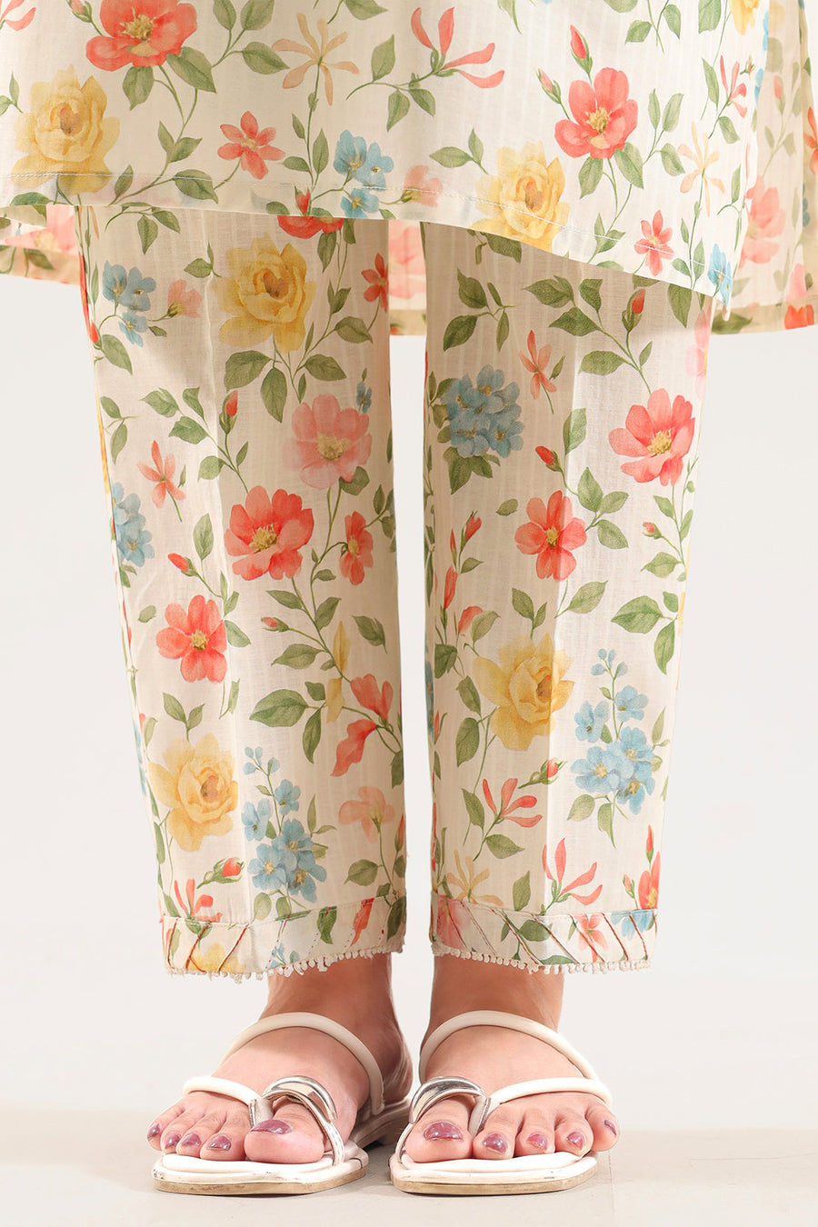 Printed Embroidered Self Strip Lawn Stitched 2 Piece (Shirt/Trouser) - Pehnaawaa