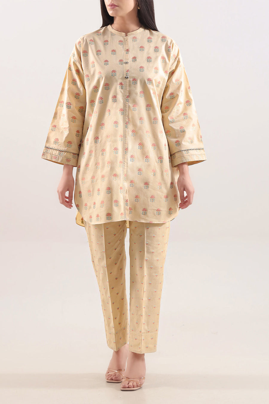 Cotton Jacquard Stitched Shirt - Pehnaawaa