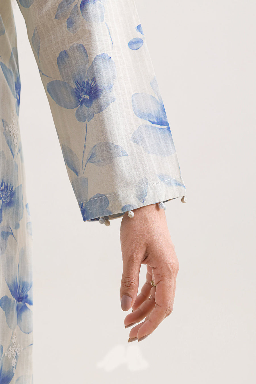 Printed Embroidered Self Strip Lawn Stitched 2 Piece (Shirt/Trouser) - Pehnaawaa