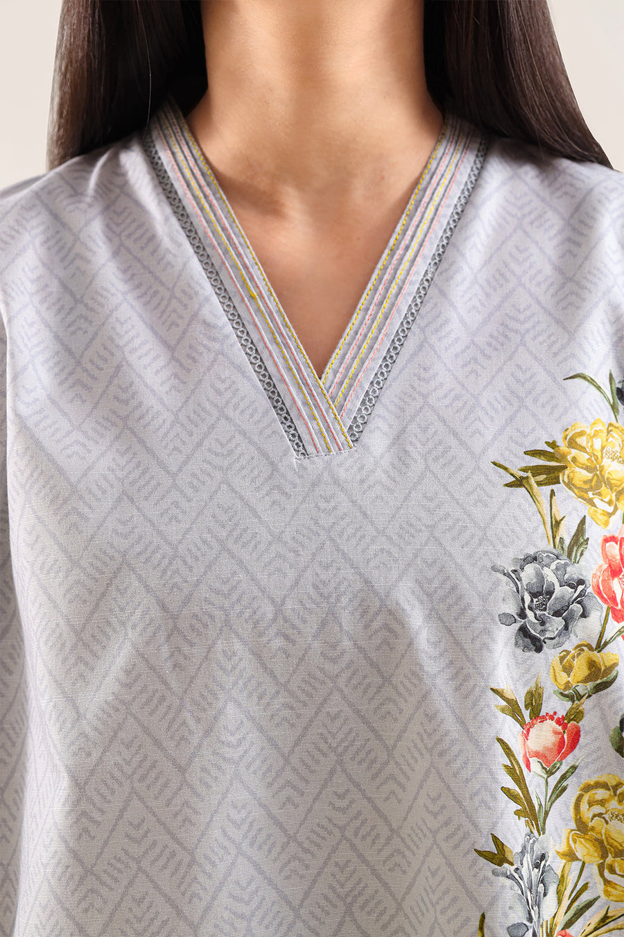 Printed Embroidered Khaddar Stitched Shirt