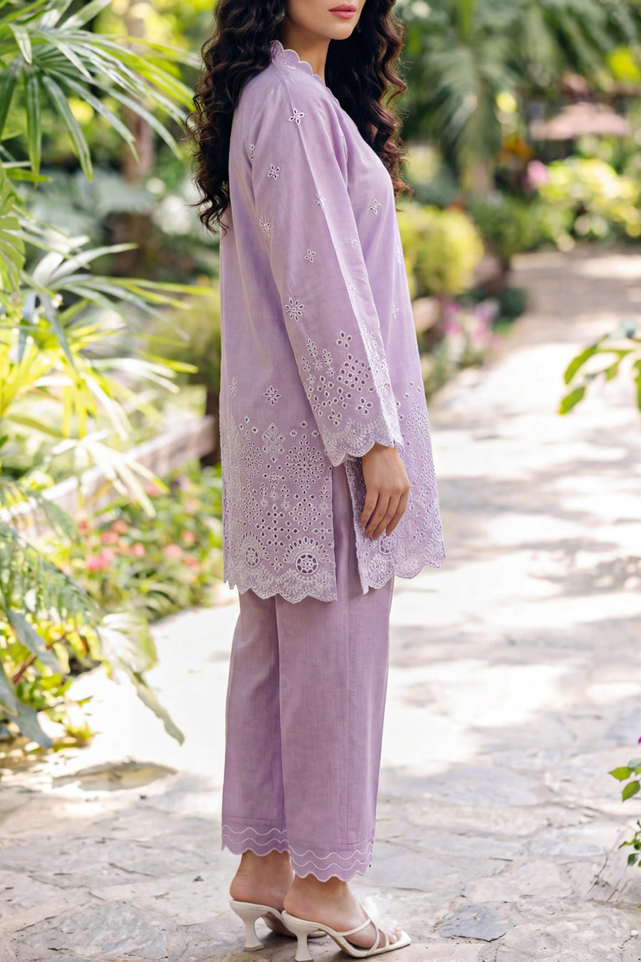 Solid Embroidered Lawn Stitched 2 Piece (Shirt/Trouser) - Pehnaawaa