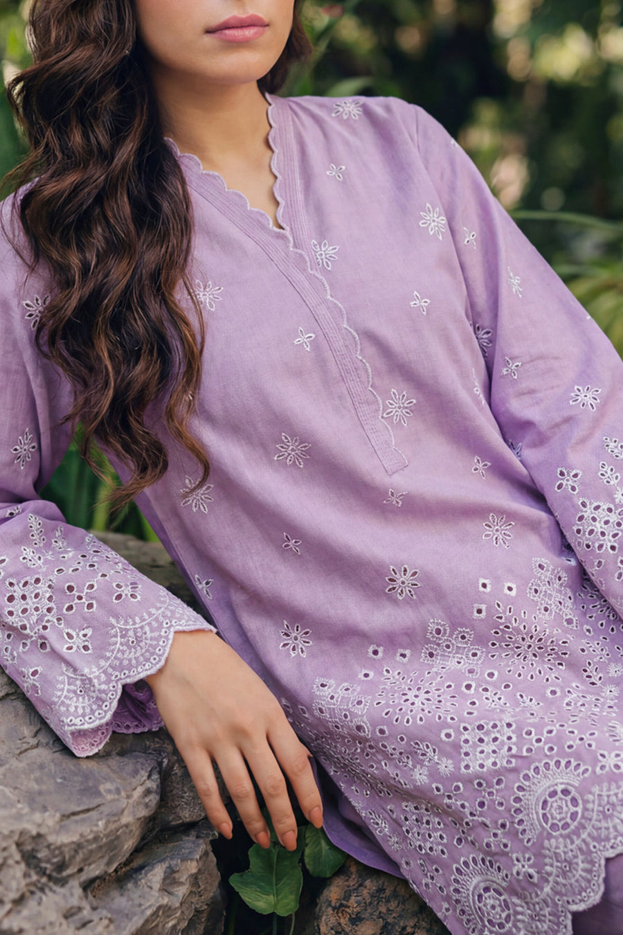 Solid Embroidered Lawn Stitched 2 Piece (Shirt/Trouser) - Pehnaawaa