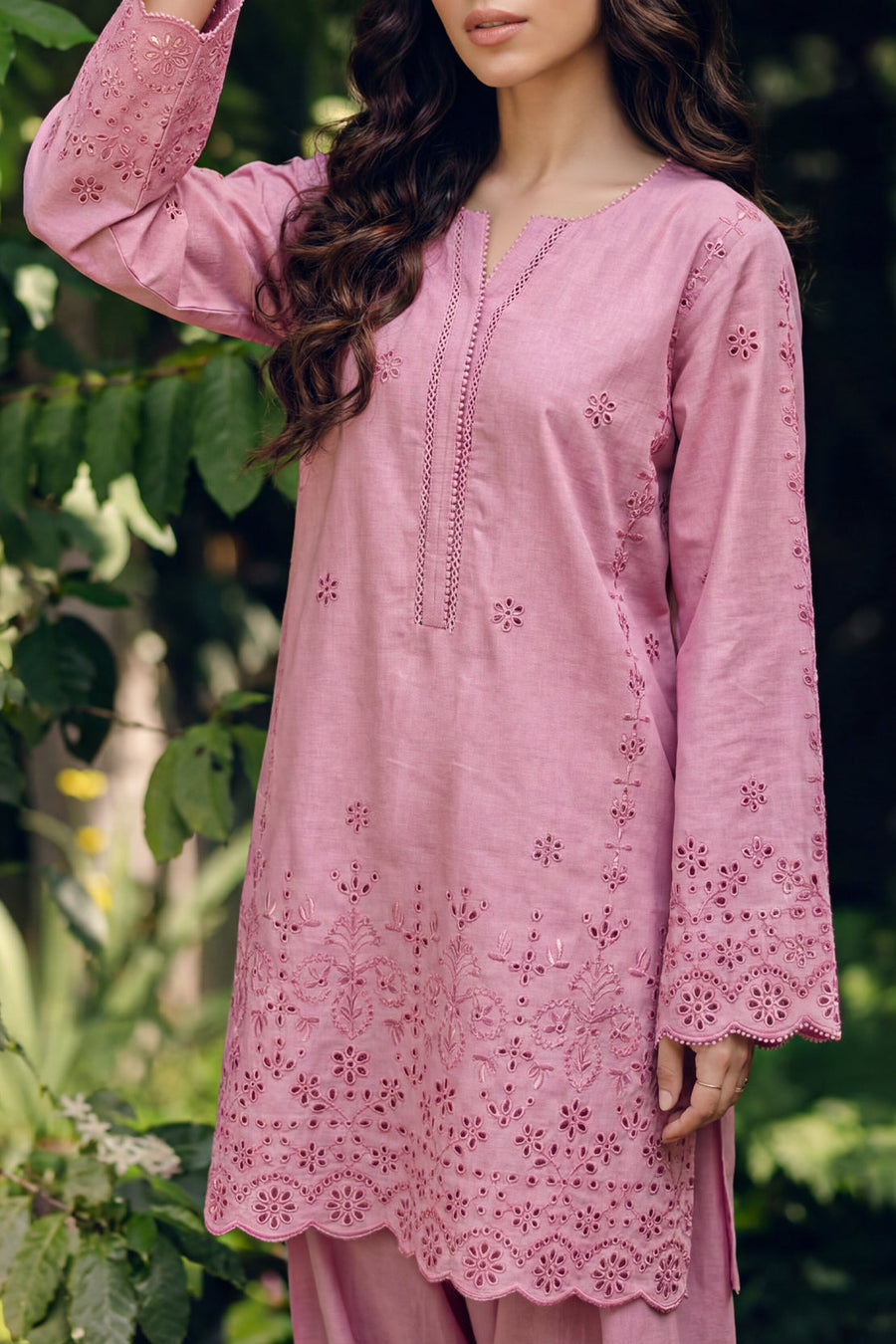 Solid Embroidered Lawn Stitched 2 Piece (Shirt/Trouser) - Pehnaawaa