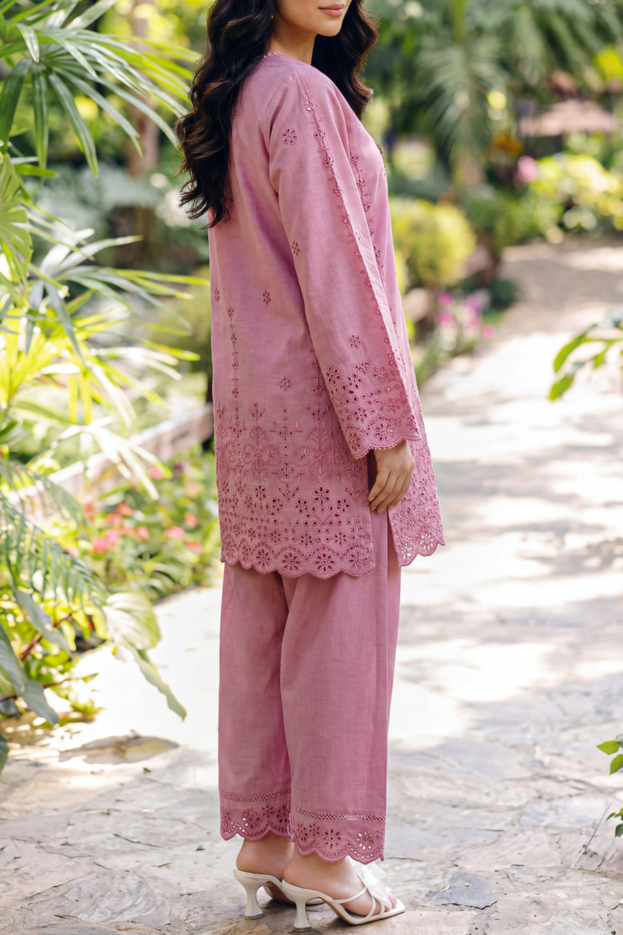 Solid Embroidered Lawn Stitched 2 Piece (Shirt/Trouser) - Pehnaawaa