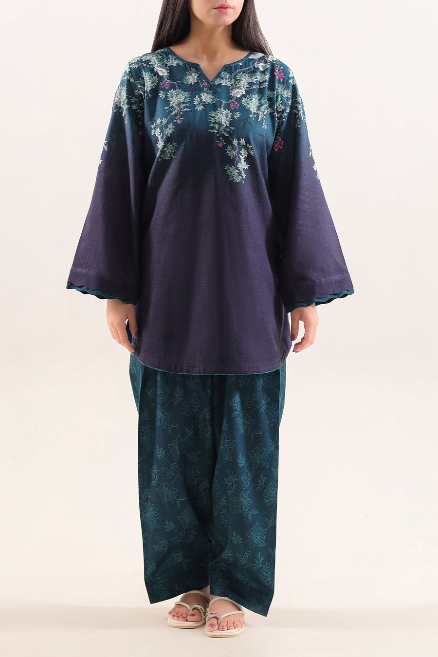 Printed Khaddar Stitched Shirt
