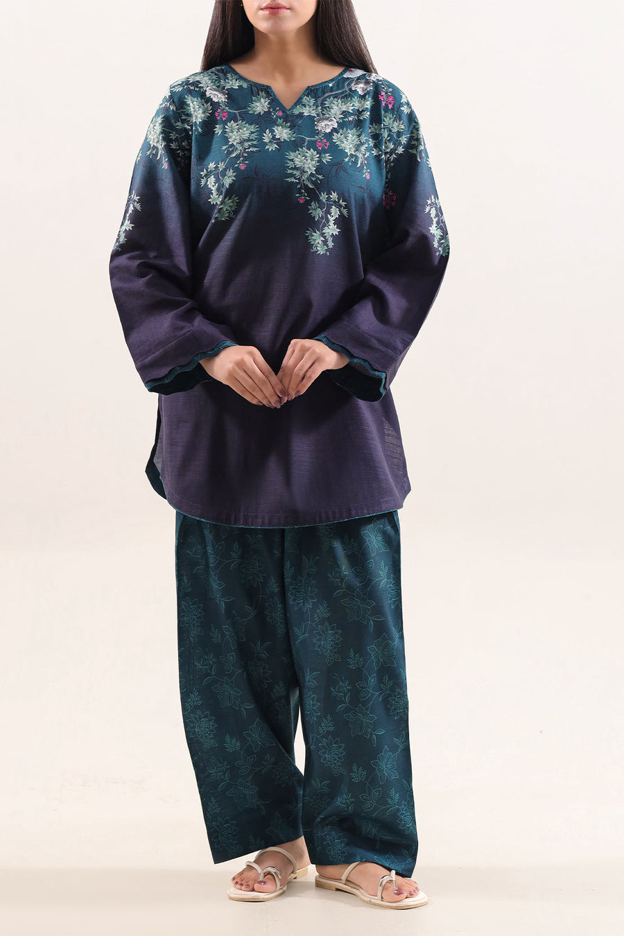 Printed Khaddar Stitched 2 Piece (Shirt/Trouser) - Pehnaawaa