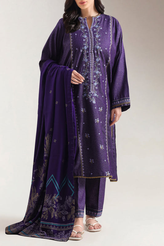 Solid Embroidered Karandi Stitched 2 Piece (Shirt/Trouser) - Pehnaawaa