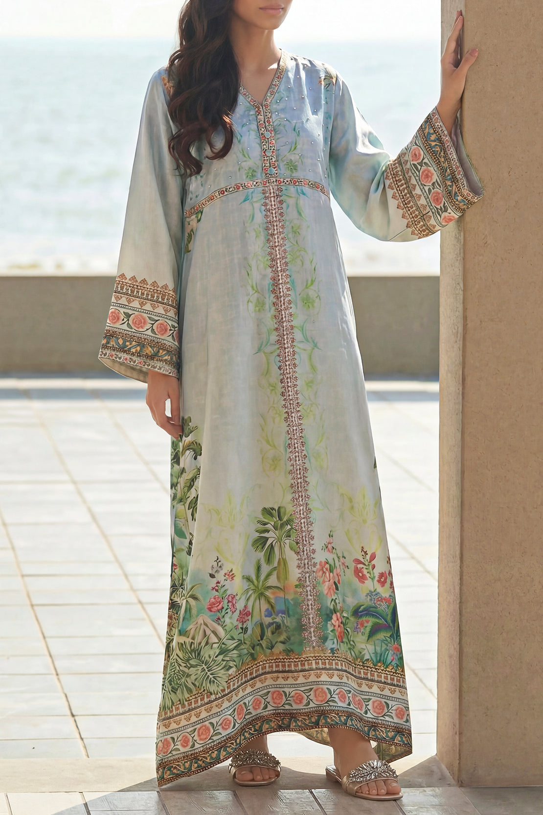 Printed Kaftaan Shamose Silk Stitched Dress