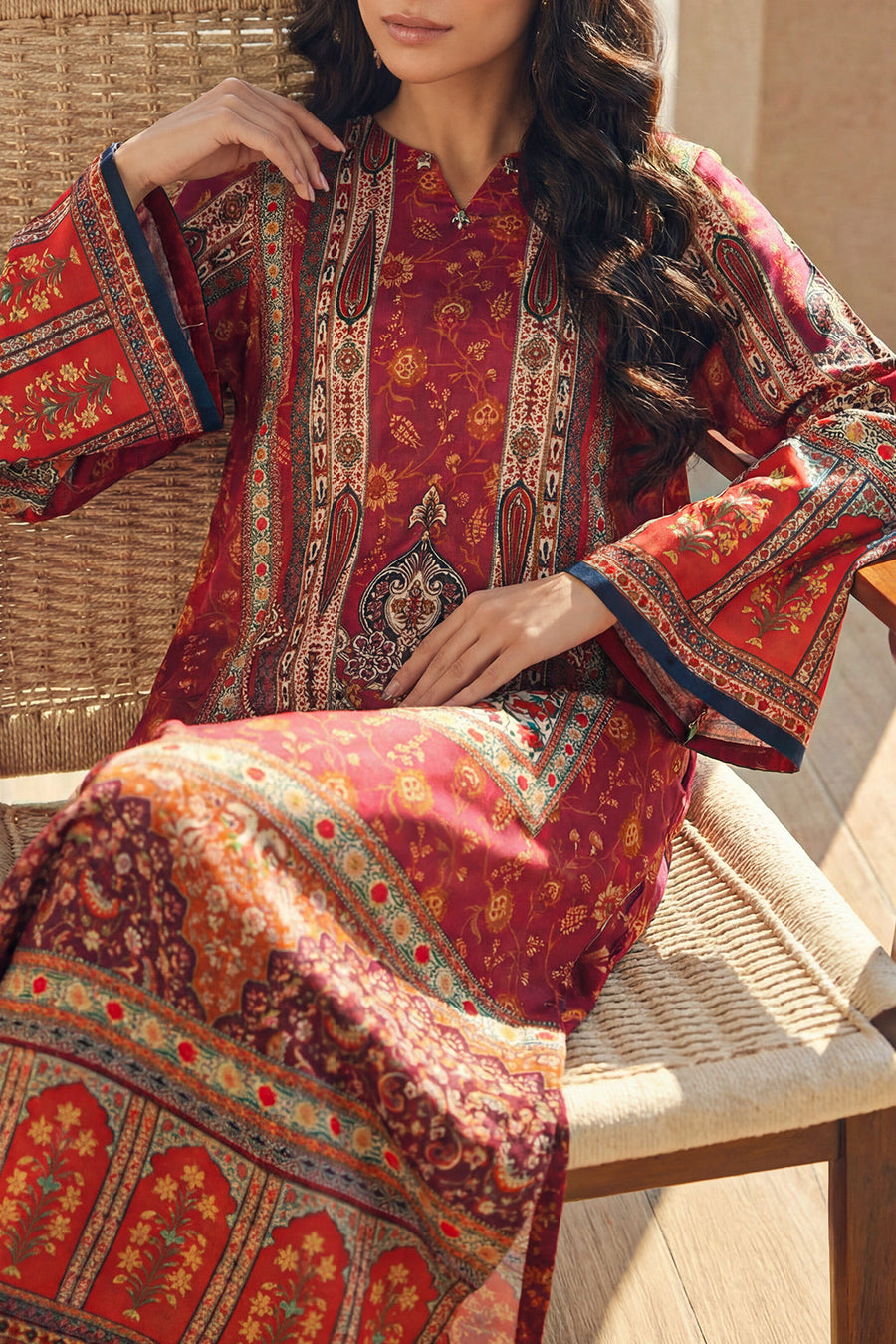 Printed Kaftaan Shamose Silk Stitched Dress