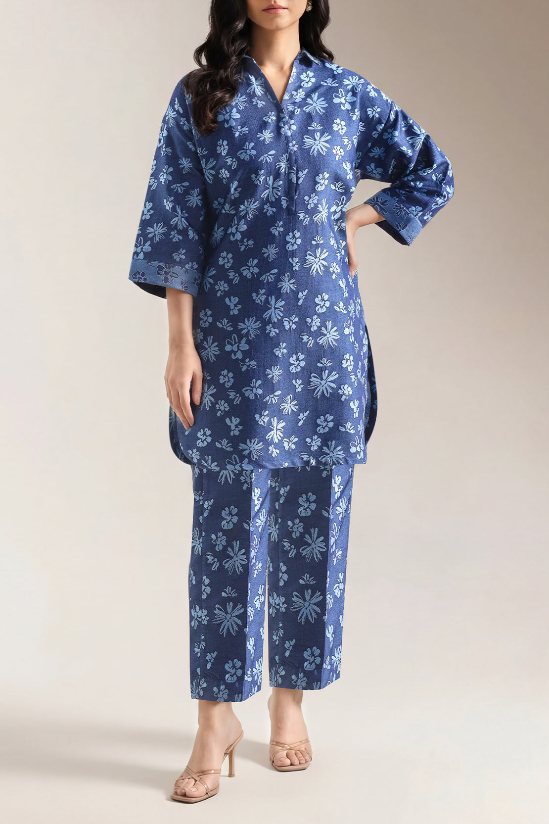 Navy Cotton Jacquard | Stitched