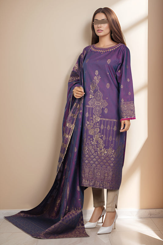 Embroidered Cotton Jacquard Stitched 2 Piece (Shirt/Dupatta) - Pehnaawaa