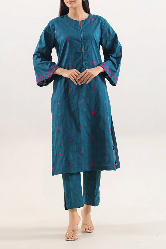 Embroidered Cotton Jacquard Stitched 2 Piece (Shirt/Trouser) - Pehnaawaa