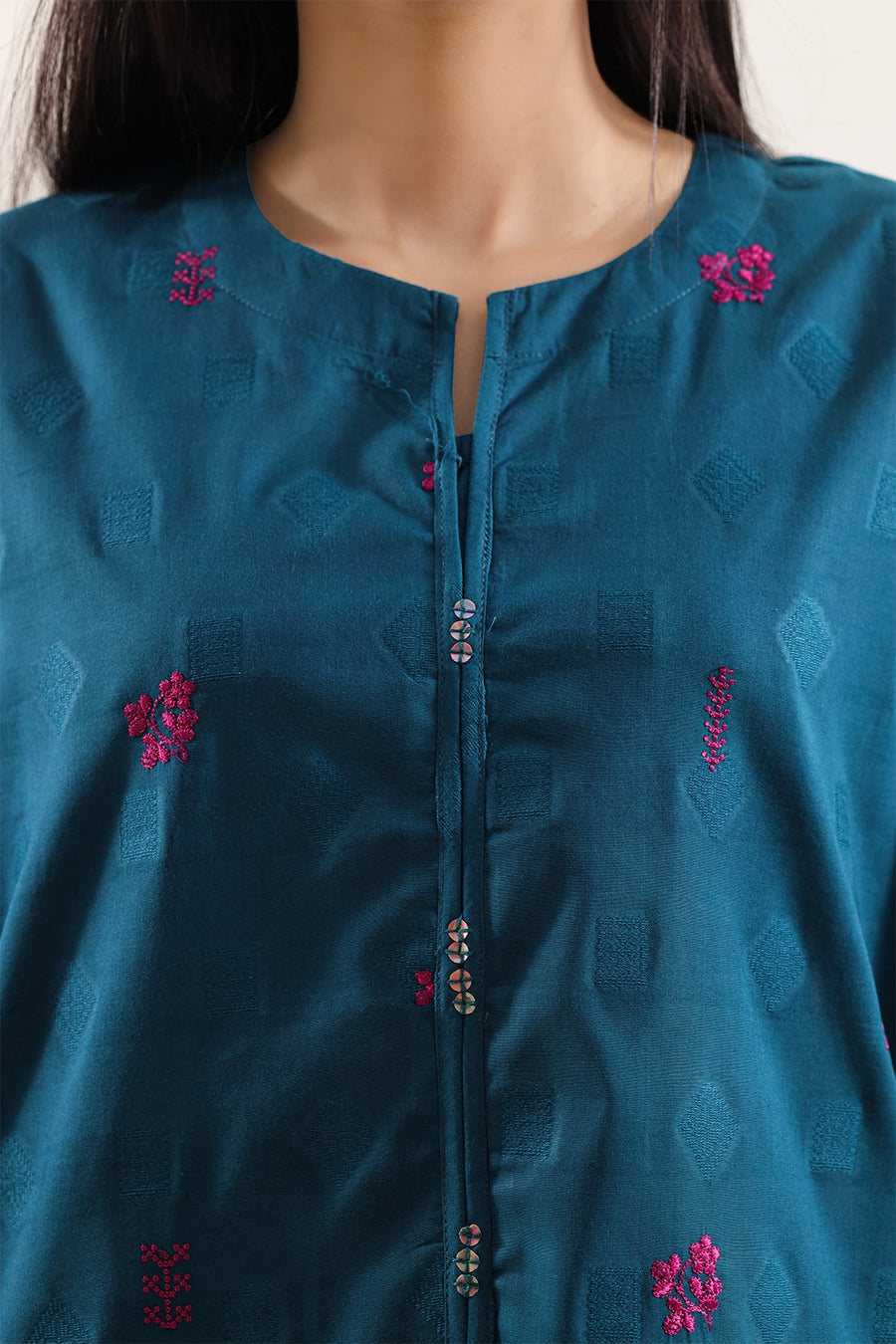 Embroidered Cotton Jacquard Stitched 2 Piece (Shirt/Trouser) - Pehnaawaa
