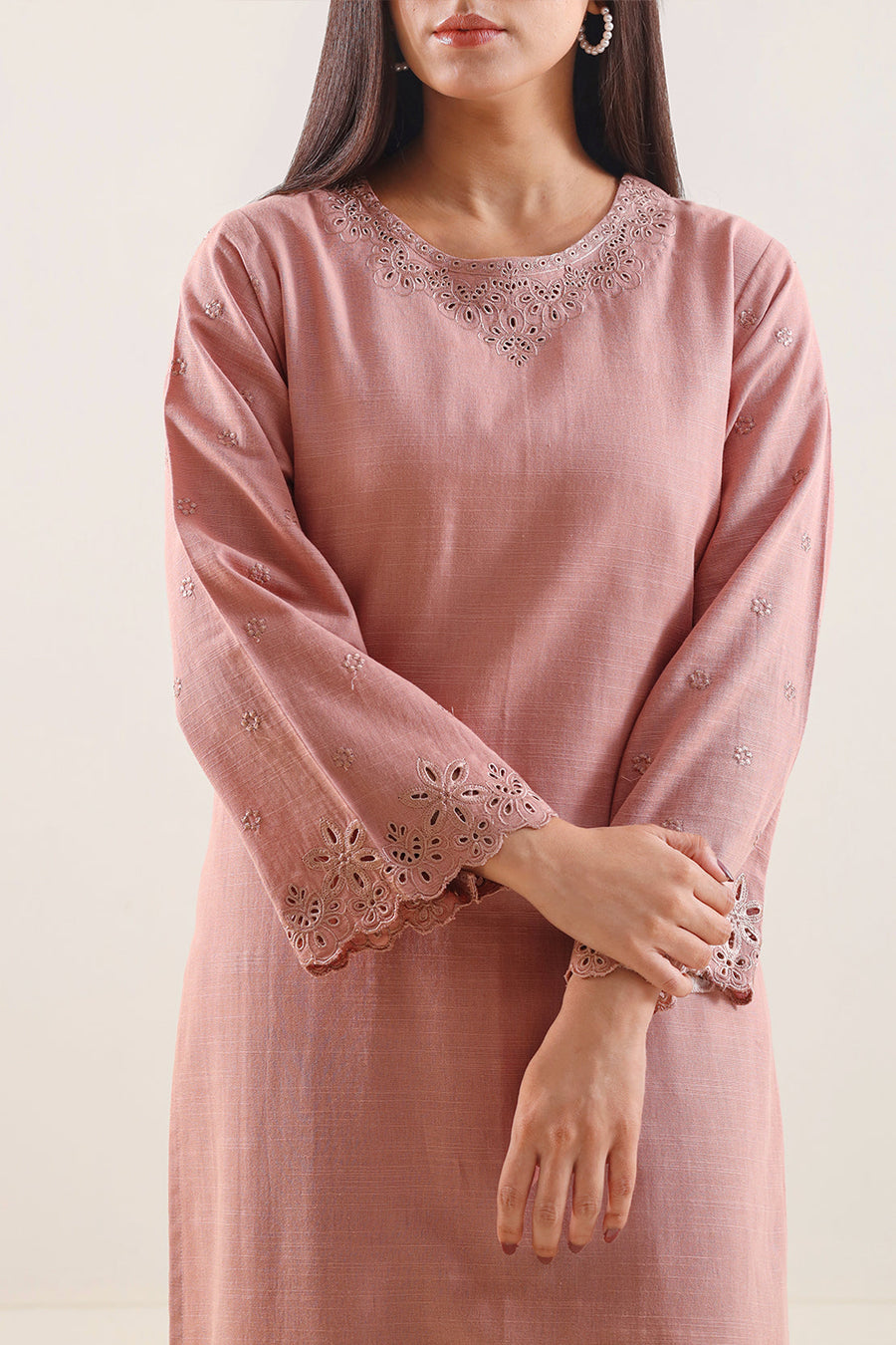 Solid Embroidered Khaddar Stitched 2 Piece (Shirt/Trouser) - Pehnaawaa
