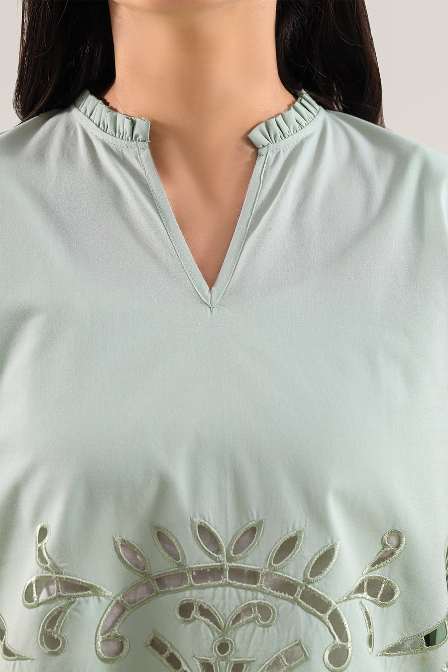 Solid Embroidered Poplin Stitched 2 piece (Shirt/Trouser) - Pehnaawaa