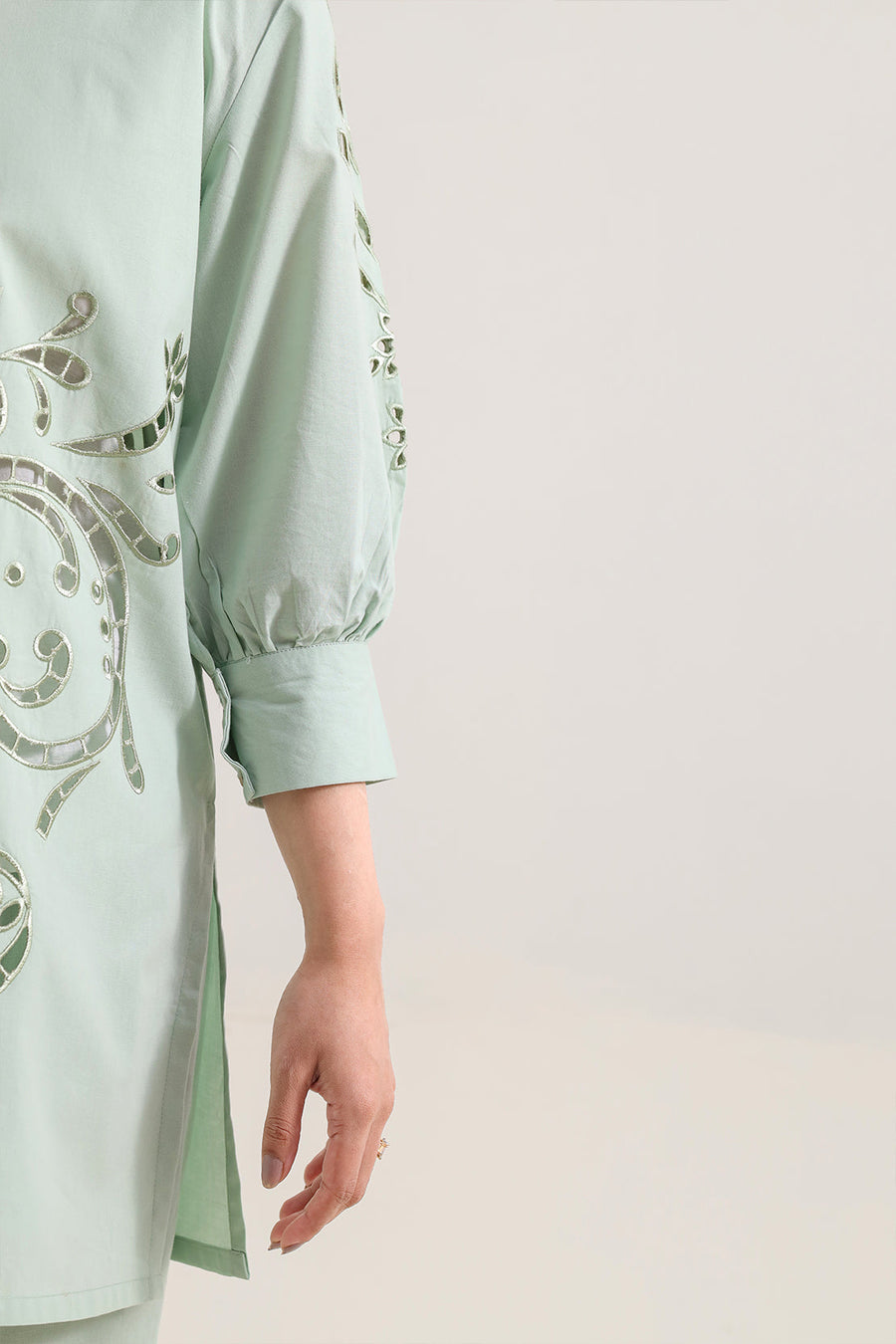 Solid Embroidered Poplin Stitched 2 piece (Shirt/Trouser) - Pehnaawaa