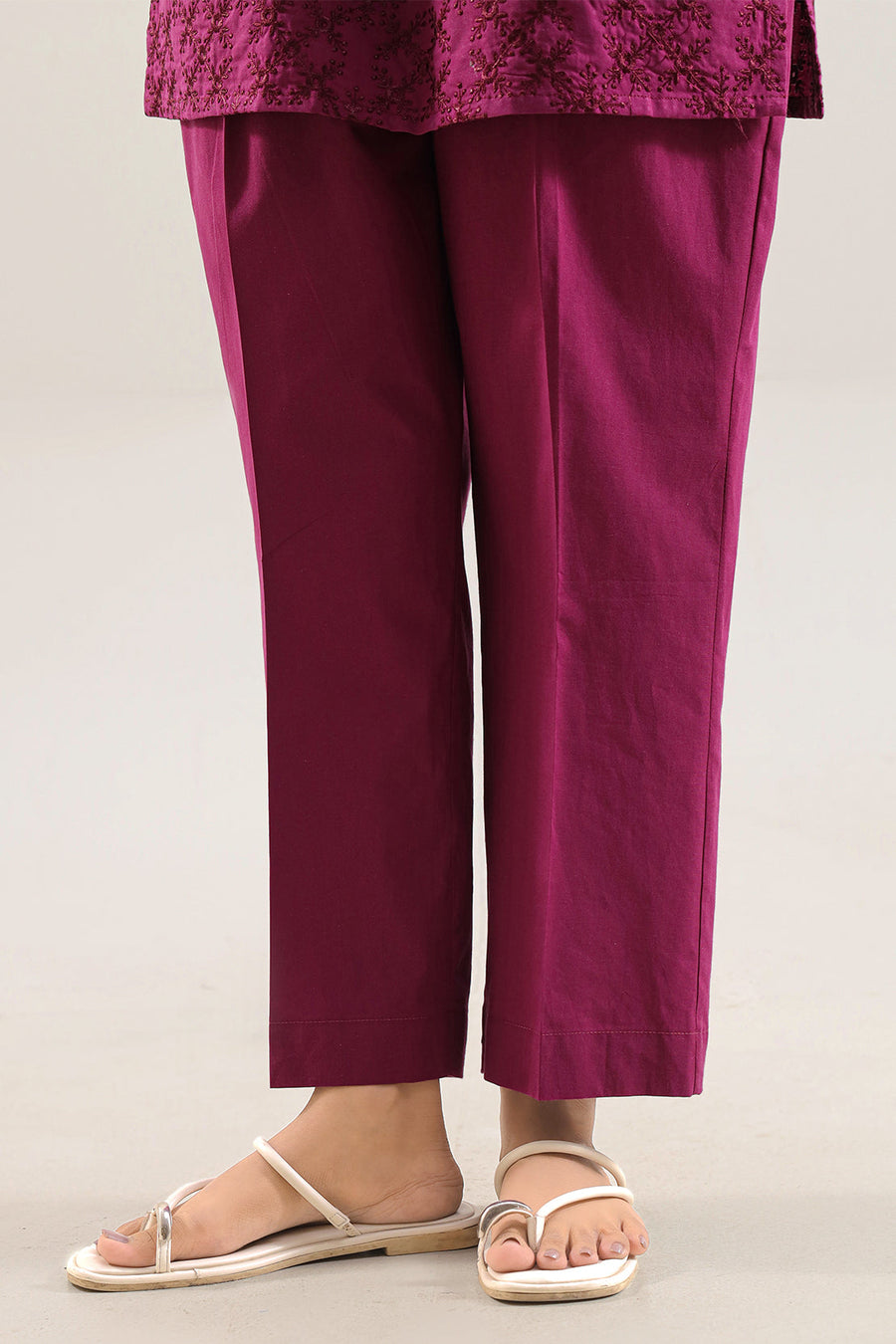 Solid Embroidered Poplin Stitched 2 piece (Shirt/Trouser) - Pehnaawaa