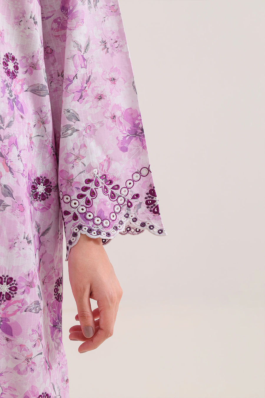 Printed Embroidered Self Strip Lawn Stitched 2 Piece (Shirt/Trouser) - Pehnaawaa