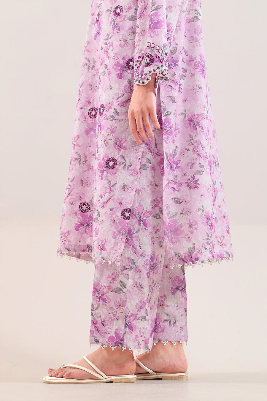 Printed Embroidered Self Strip Lawn Stitched 2 Piece (Shirt/Trouser) - Pehnaawaa