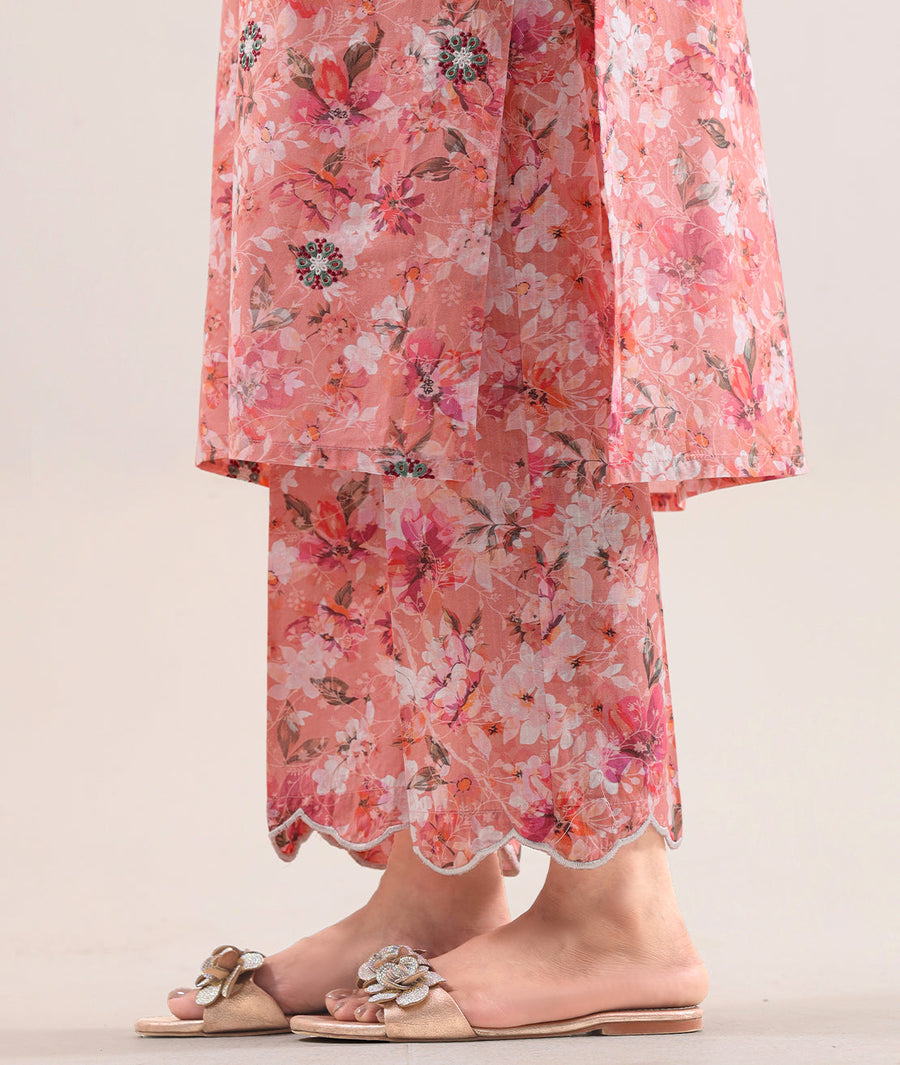 Printed Embroidered Self Strip Lawn Stitched 2 Piece (Shirt/Trouser) - Pehnaawaa