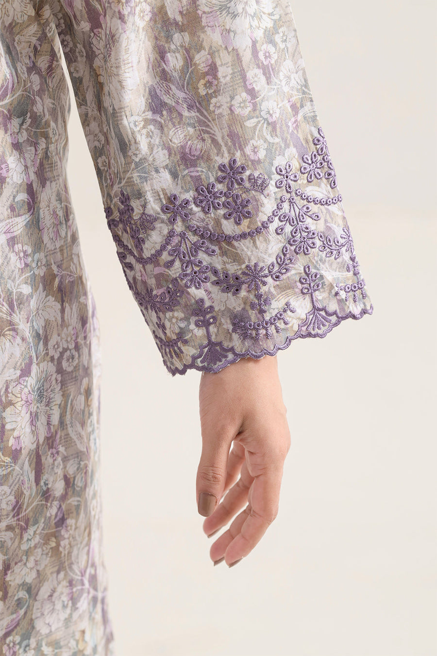 Printed Embroidered Self Strip Lawn Stitched 2 Piece (Shirt/Trouser) - Pehnaawaa