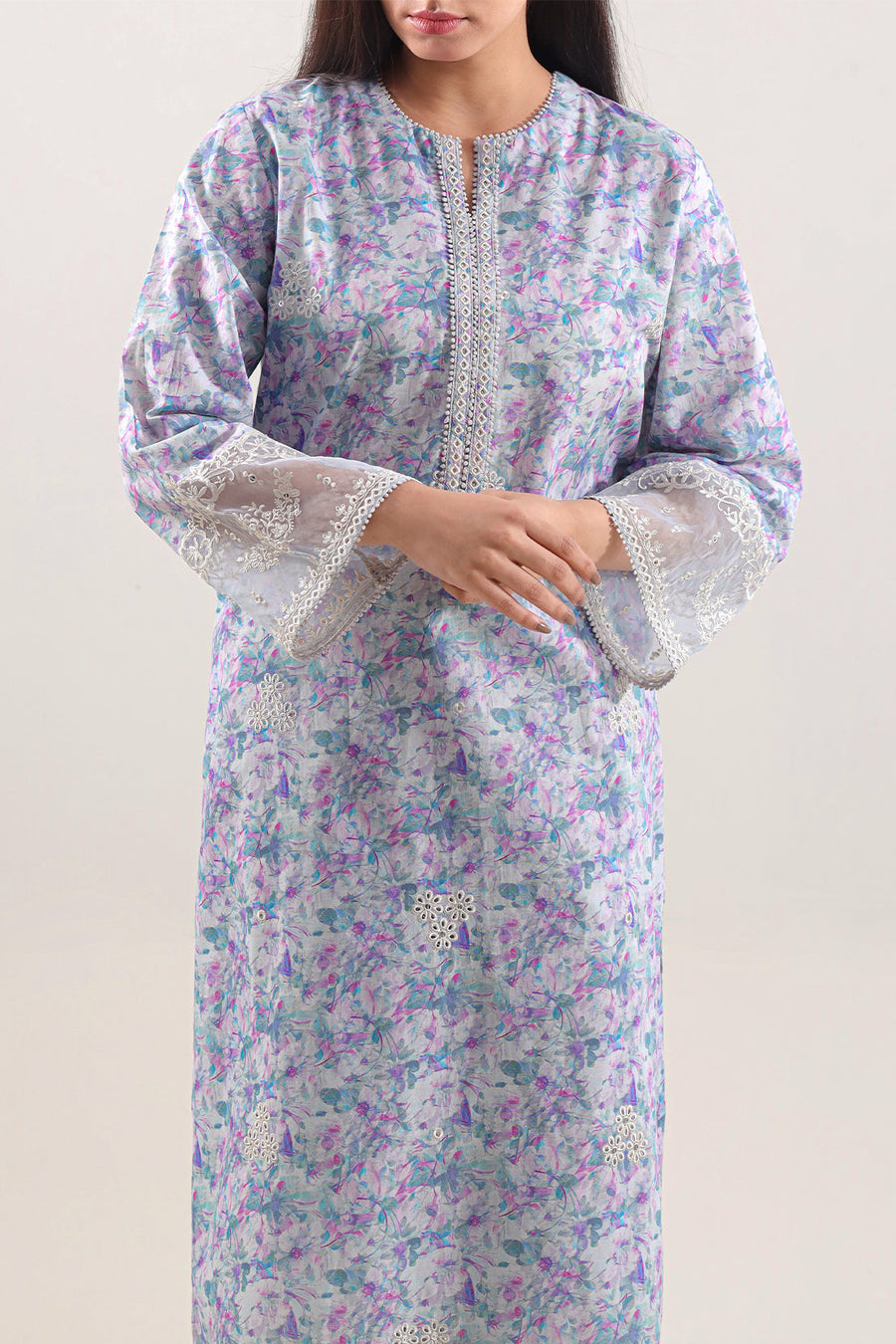 Stitched Printed Embroidered Lawn 2 Piece (Shirt/Trouser) - Pehnaawaa