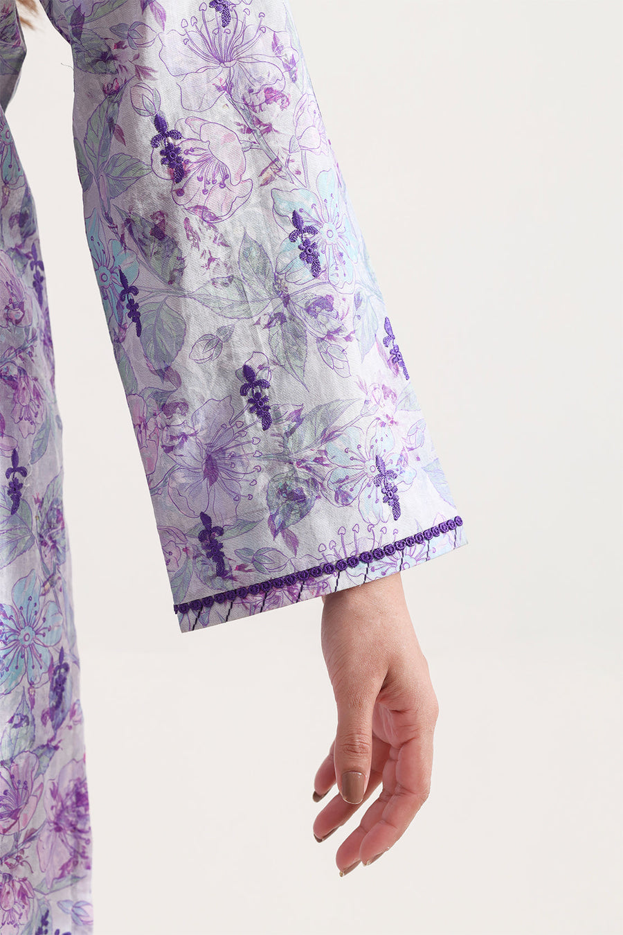 Printed Embroidered Self Strip Lawn Stitched 2 Piece (Shirt/Trouser) - Pehnaawaa