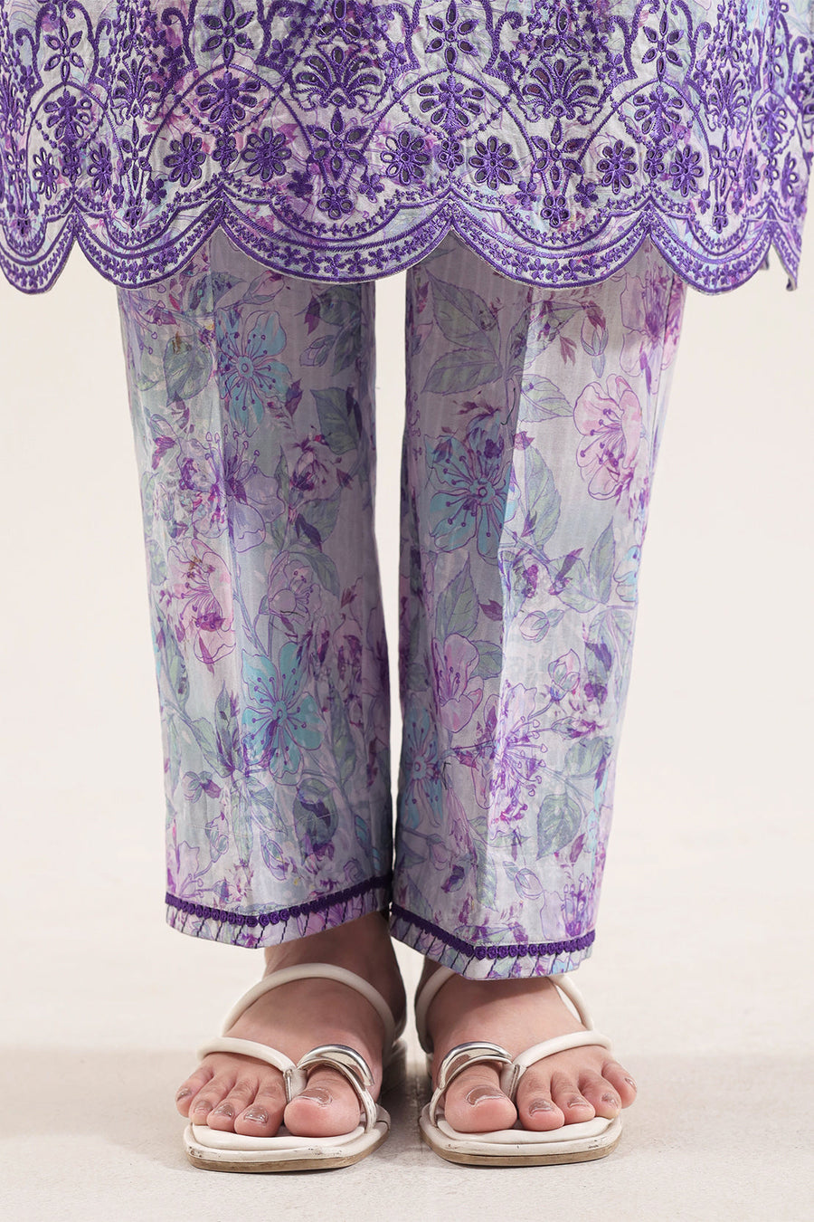 Printed Embroidered Self Strip Lawn Stitched 2 Piece (Shirt/Trouser) - Pehnaawaa