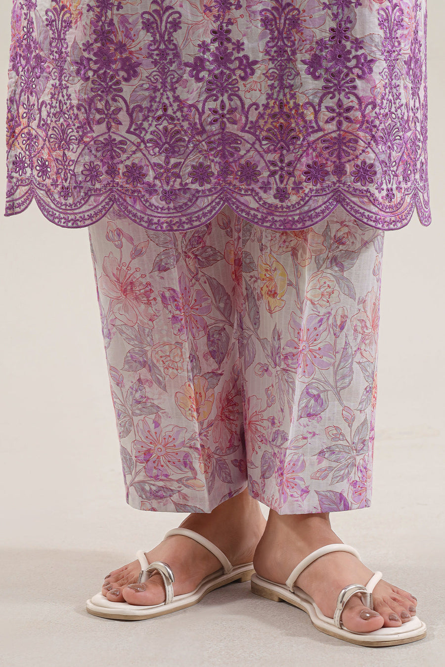 Printed Embroidered Self Strip Lawn Stitched 2 Piece (Shirt/Trouser) - Pehnaawaa