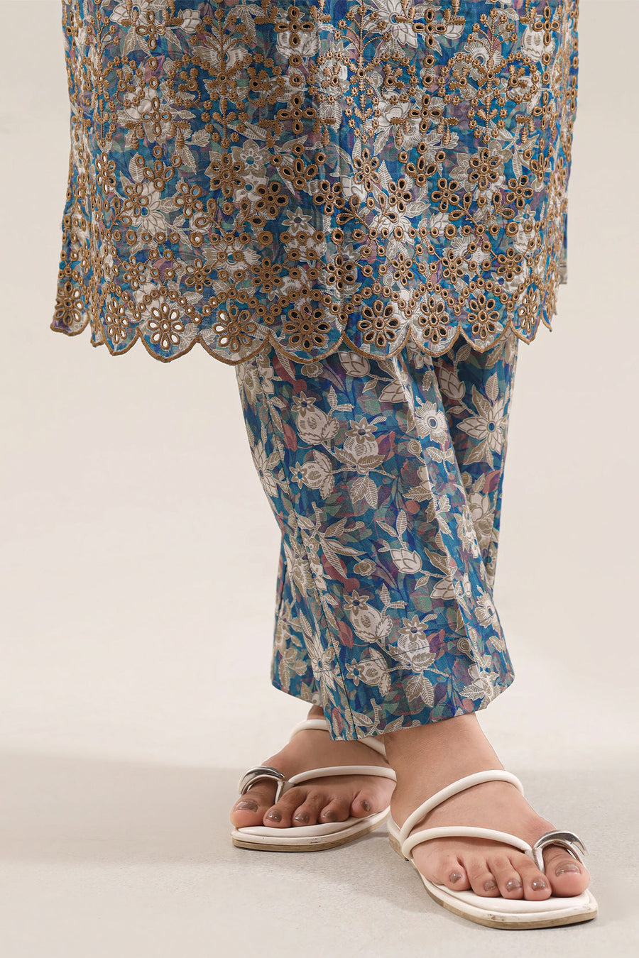 Printed Embroidered Self Strip Lawn Stitched 2 Piece (Shirt/Trouser) - Pehnaawaa