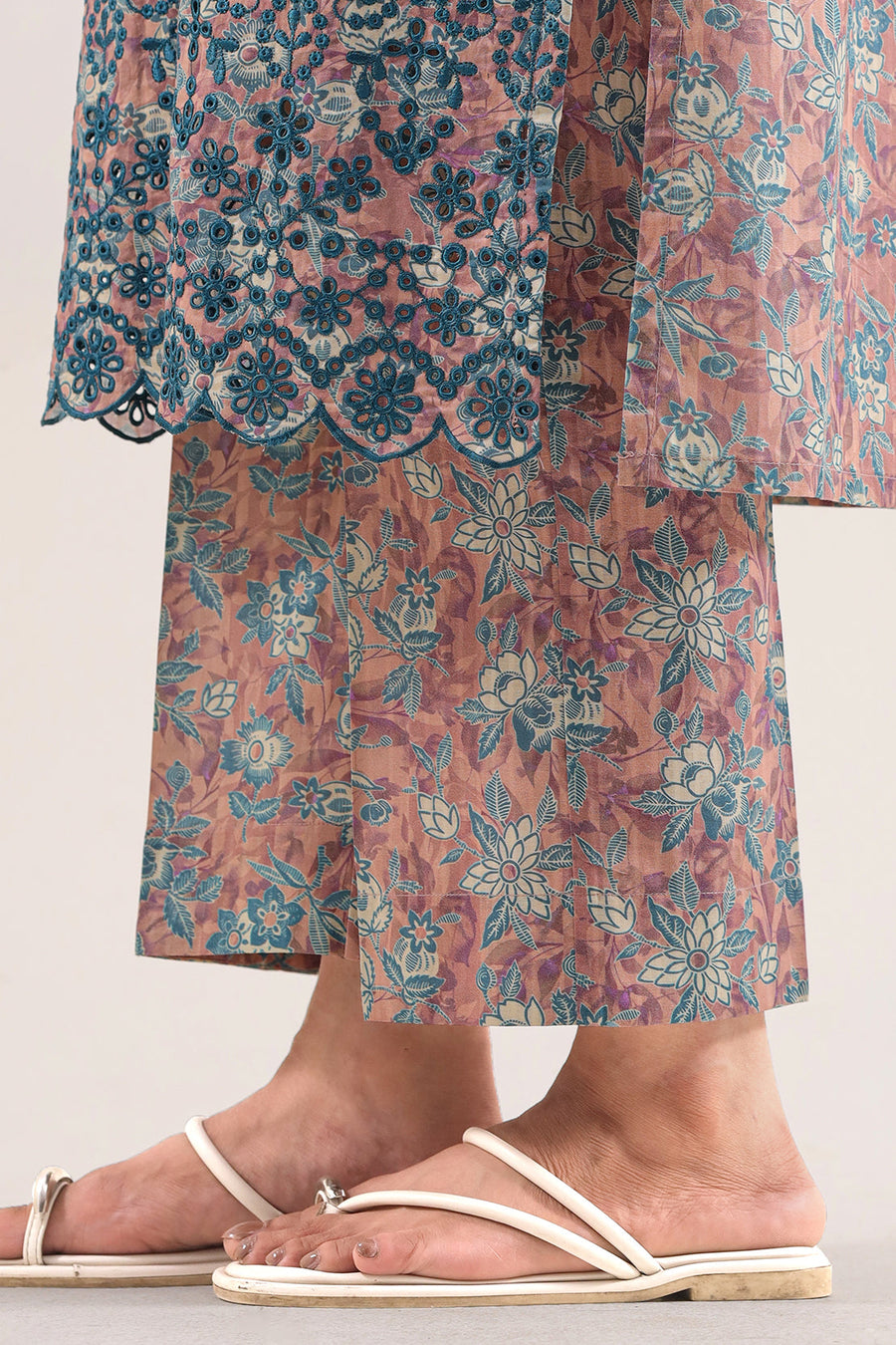 Printed Embroidered Self Strip Lawn Stitched 2 Piece (Shirt/Trouser) - Pehnaawaa