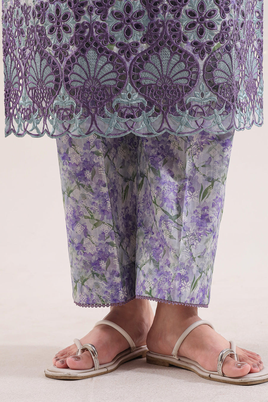 Printed Embroidered Self Strip Lawn Stitched 2 Piece (Shirt/Trouser) - Pehnaawaa