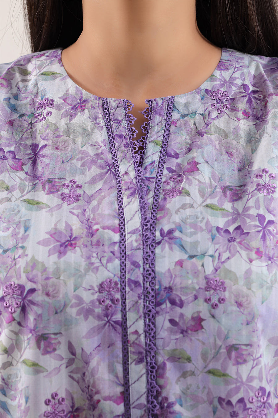 Printed Self Strip Embroidered | Stitched 0227 140227 - Pehnaawaa