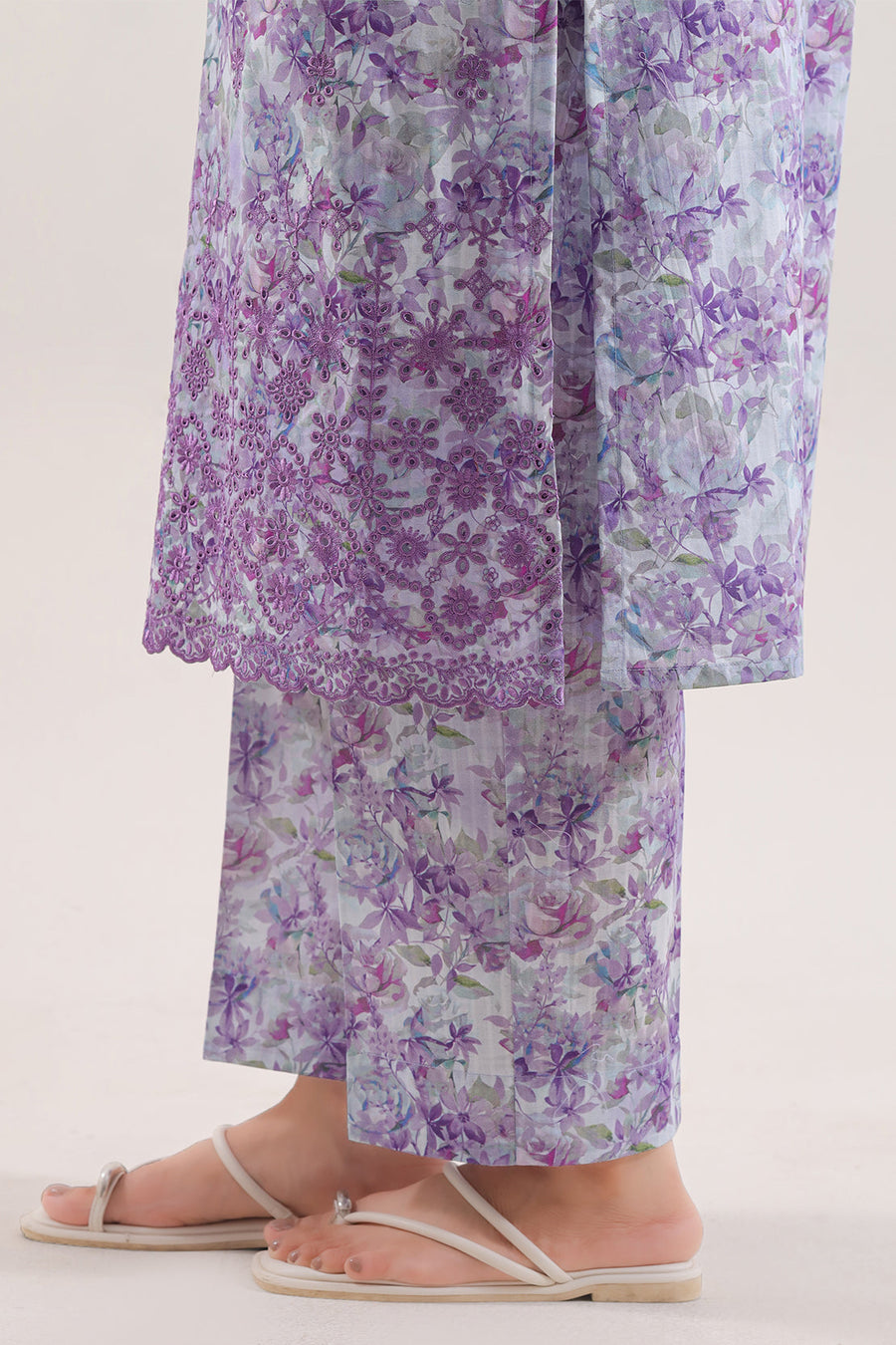 Printed Embroidered Self Strip Lawn Stitched 2 Piece (Shirt/Trouser) - Pehnaawaa