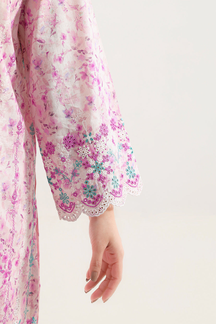 Printed Embroidered Self Strip Lawn Stitched 2 Piece (Shirt/Trouser) - Pehnaawaa