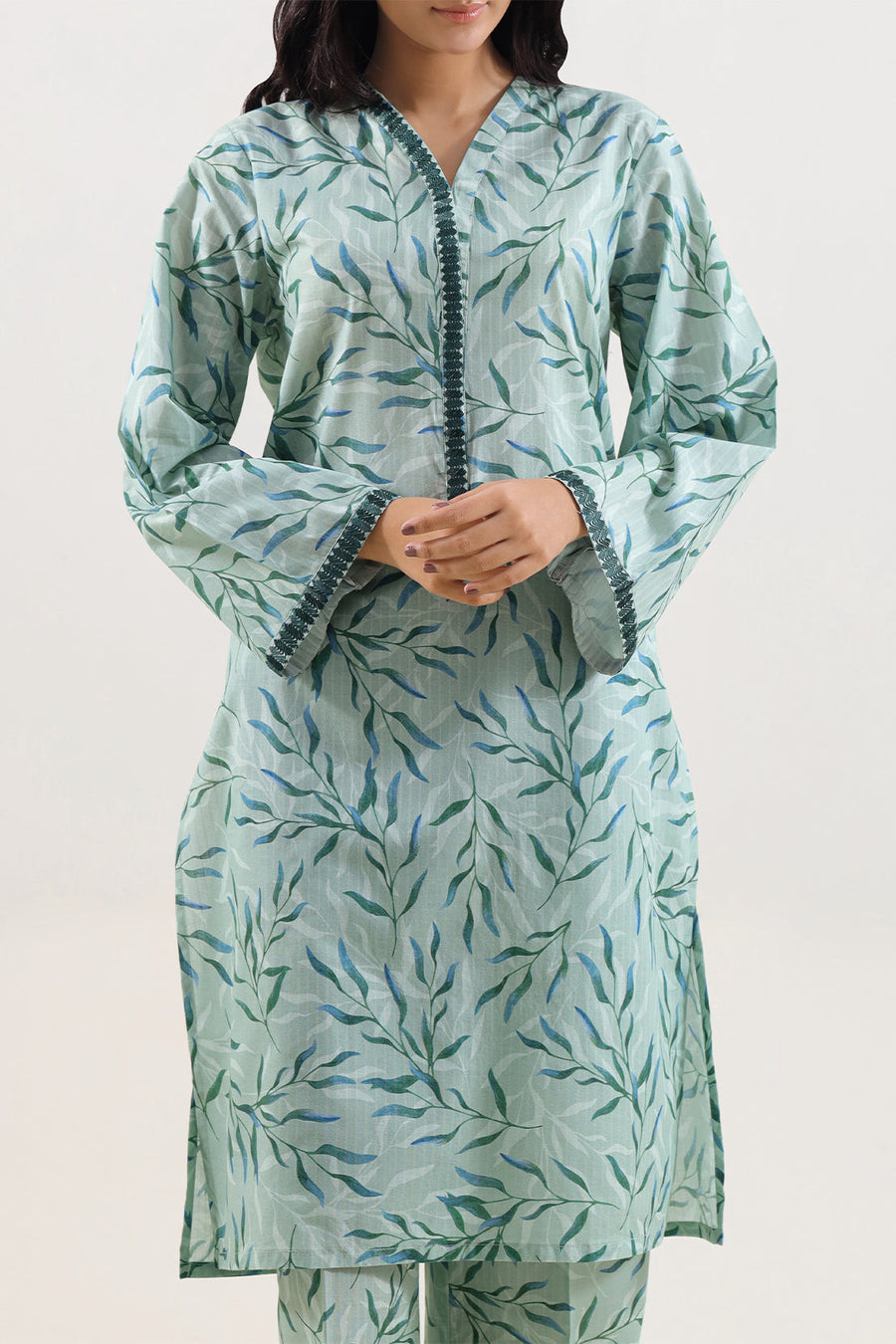Printed Embroidered Strip Lawn Stitched 2 Piece (Shirt/Trouser)