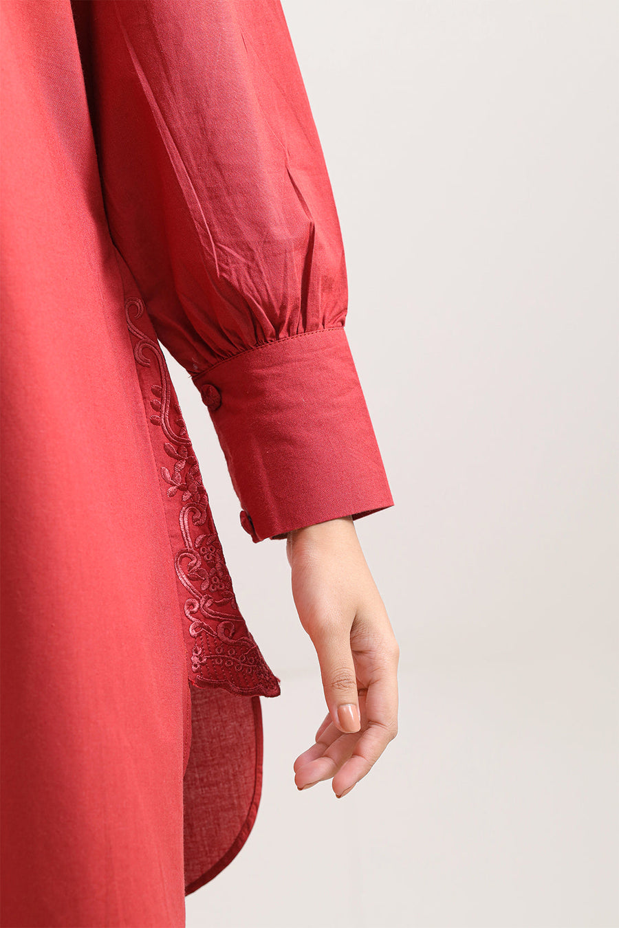 Solid Embroidered Poplin Stitched 2 piece (Shirt/Trouser) - Pehnaawaa