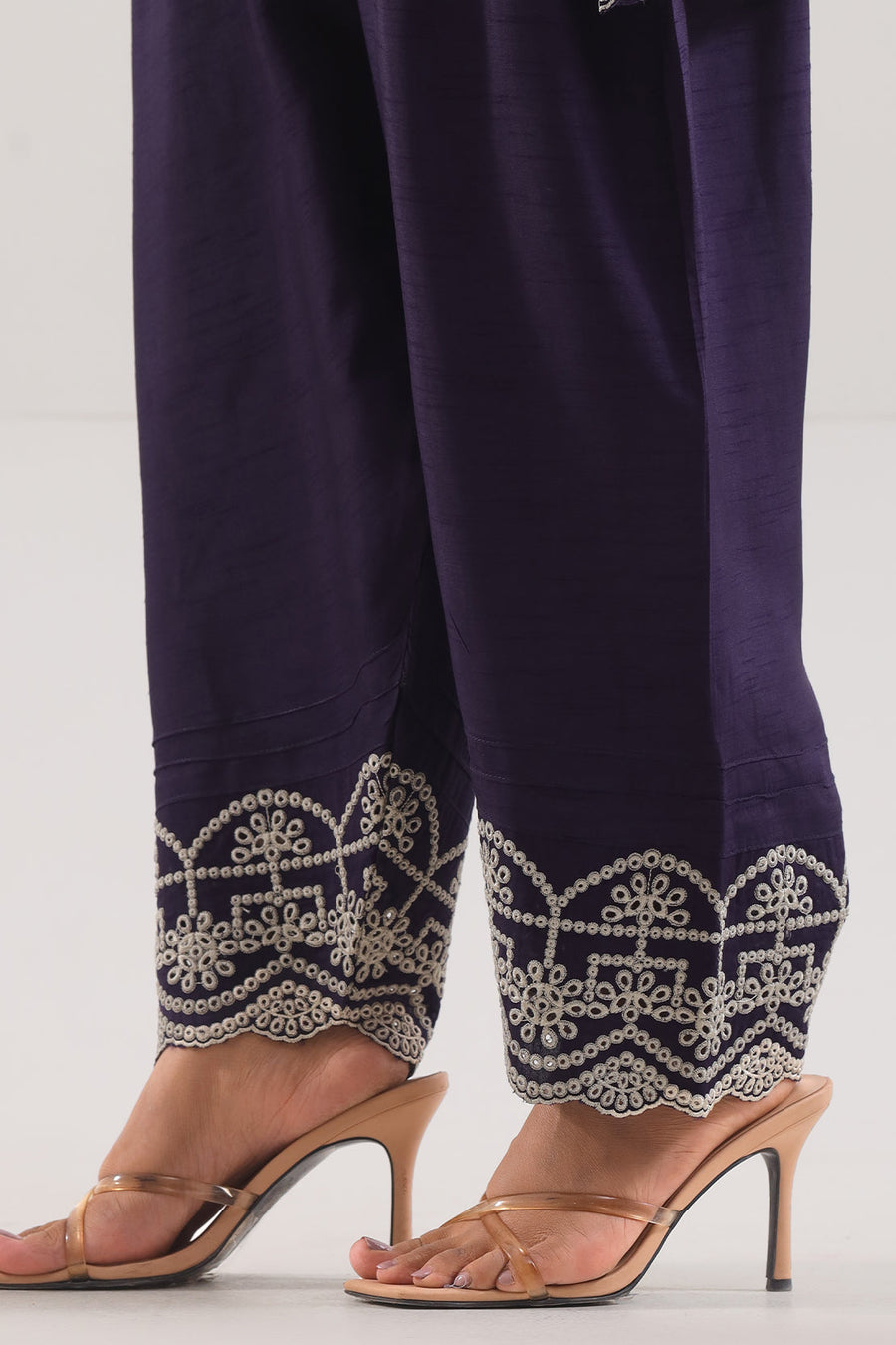 Solid Embroidered Korean Raw Silk Stitched 2 Piece (Shirt/Trouser)