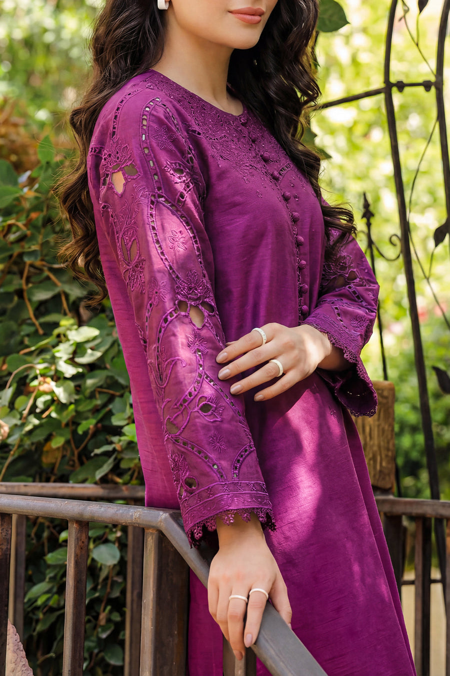 Solid Embroidered Korean Silk Stitched 2 Piece (Shirt/Trouser) - Pehnaawaa