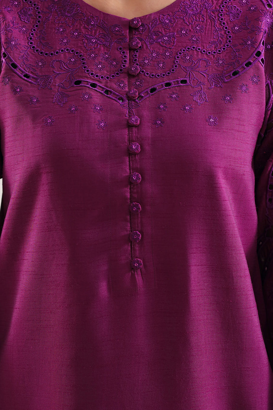 Solid Embroidered Korean Silk Stitched 2 Piece (Shirt/Trouser)