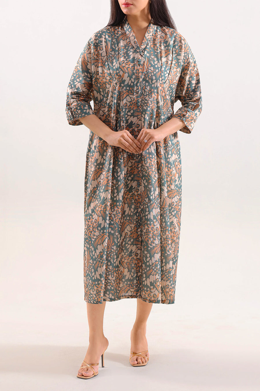 Printed Khaddar Stitched Dress