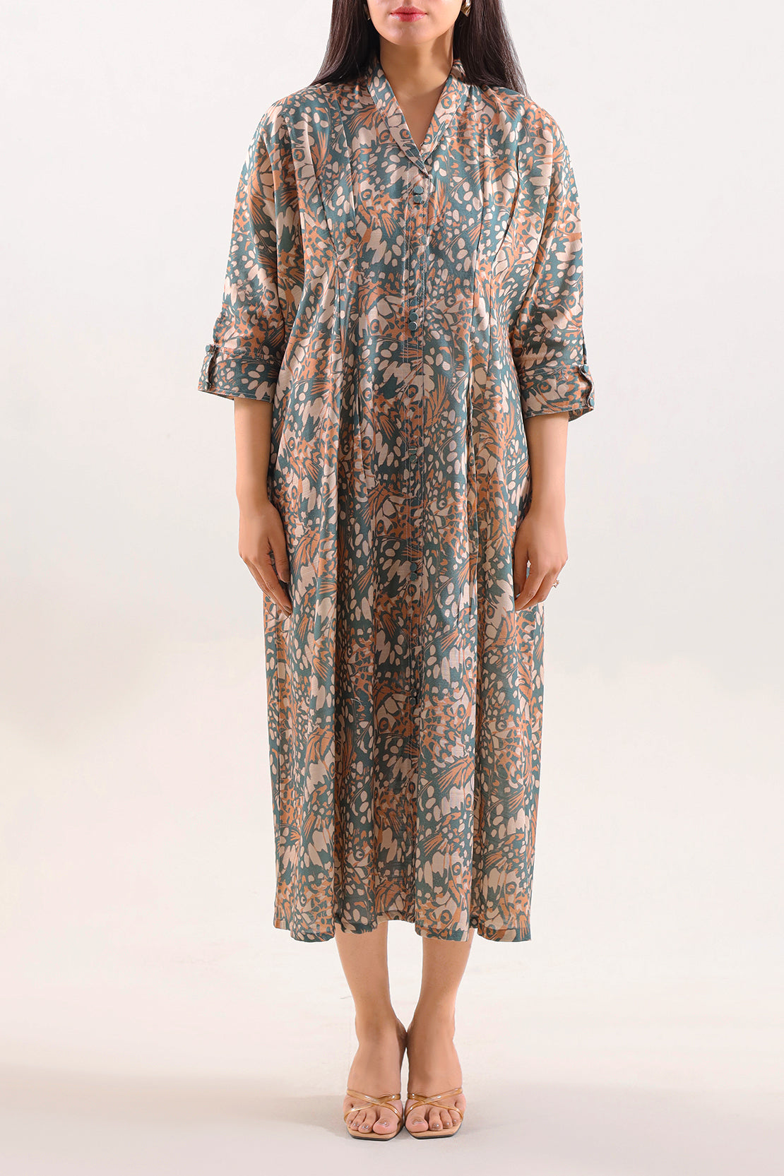 Printed Khaddar Stitched Dress