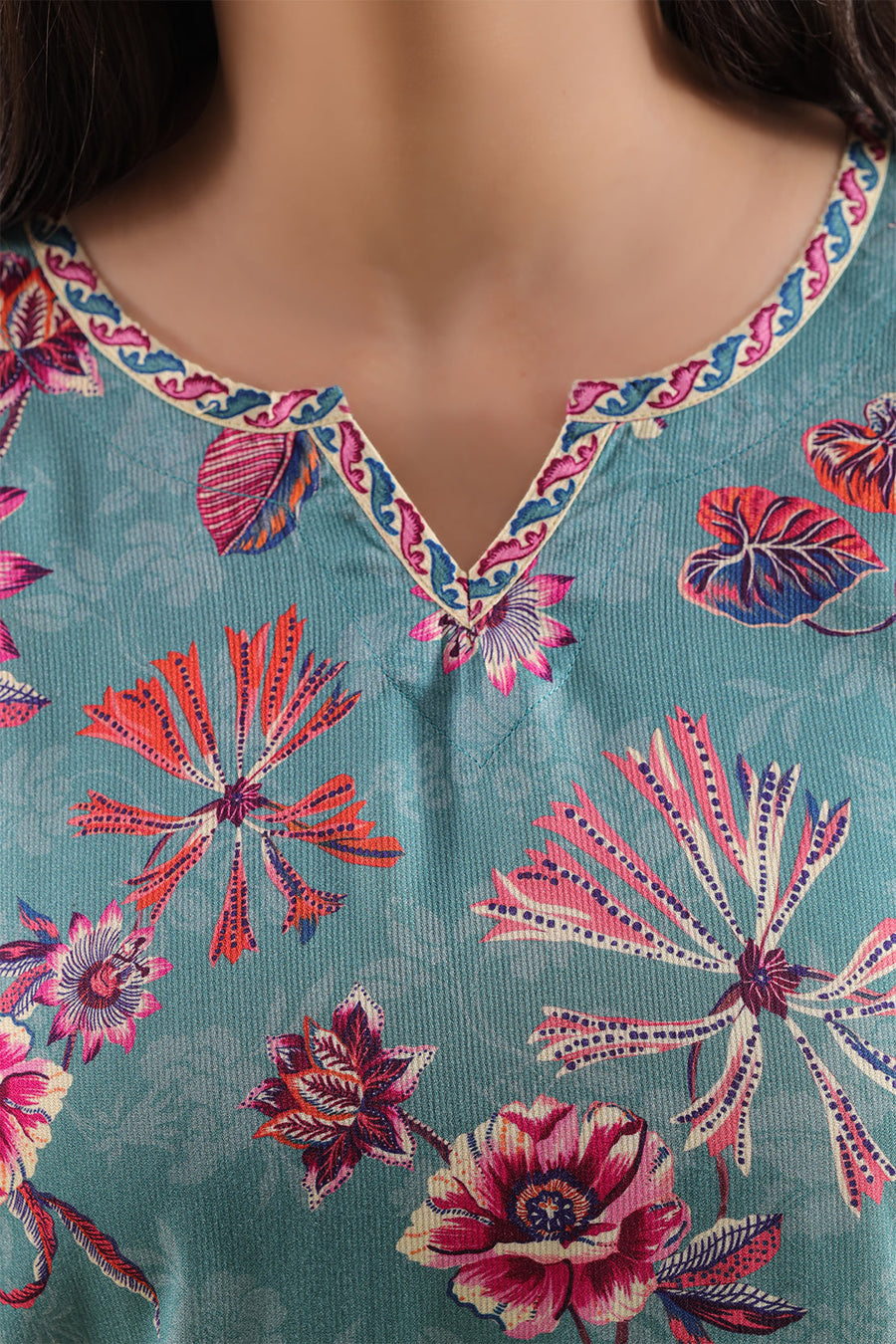 Teal Printed | Stitched - Pehnaawaa