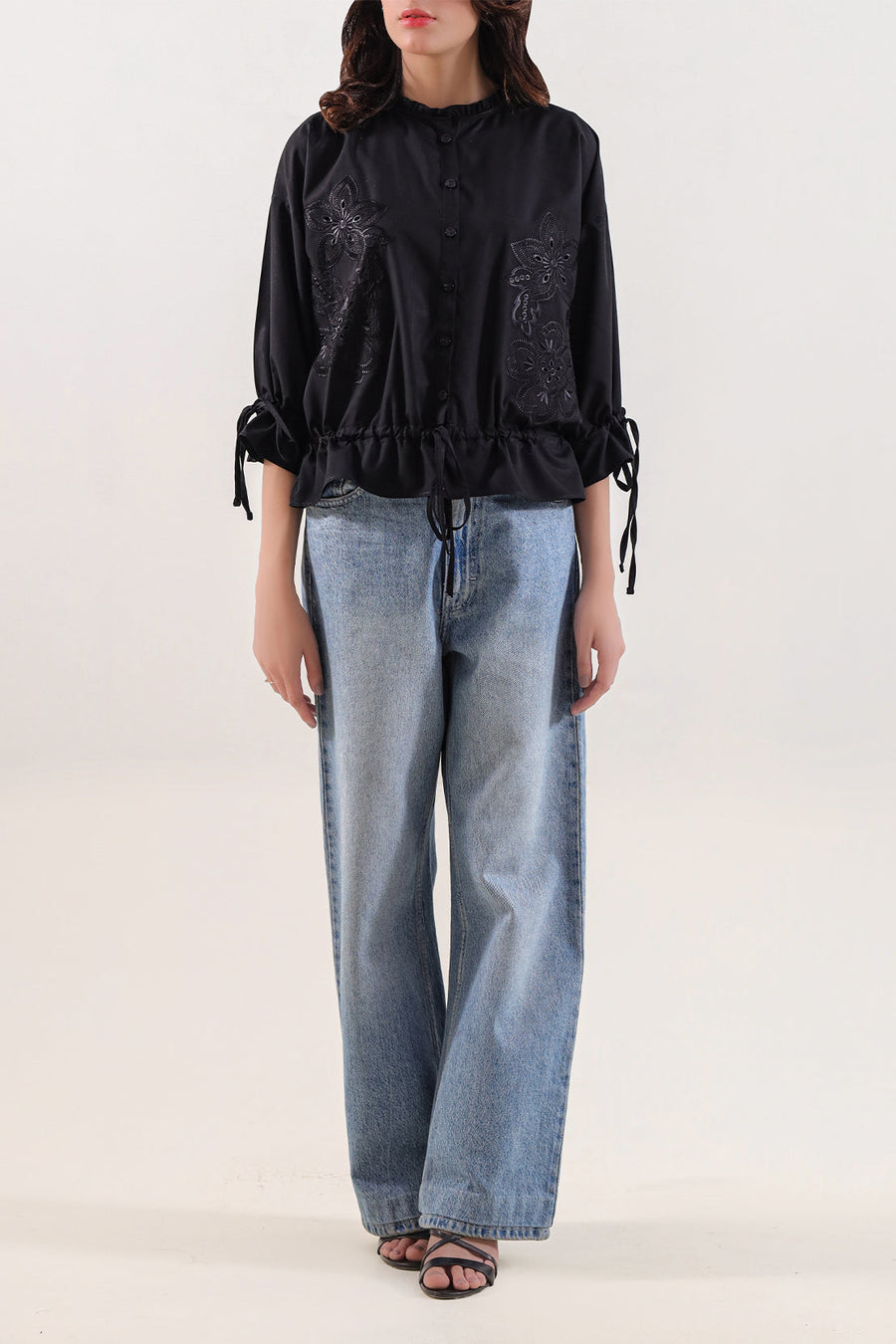 Blended Solid Embroidered Stitched Shirt - Pehnaawaa