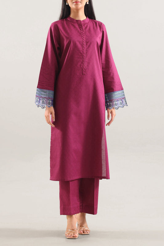Embroidered Cotton Jacquard Stitched 2 Piece (Shirt/Trouser) - Pehnaawaa