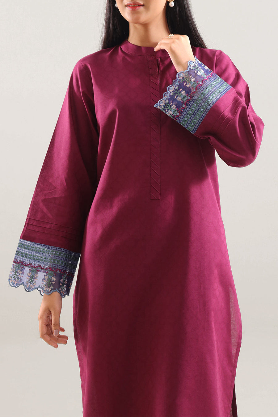 Embroidered Cotton Jacquard Stitched 2 Piece (Shirt/Trouser) - Pehnaawaa